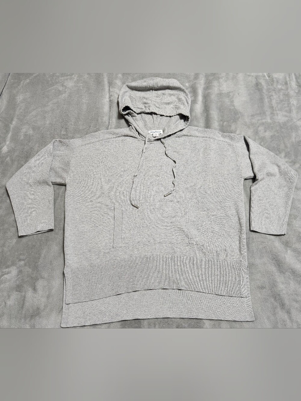 Tommy Bahama Gray Knit Hoodie Sweater Pocket Medium